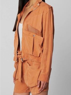 Blank NYC Women's Rust Utility Jacket with Tie-Waist